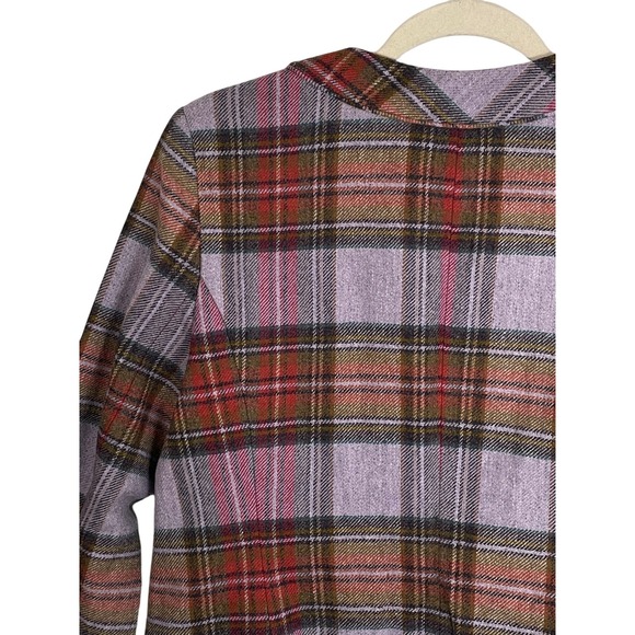 Lands' End 10 Wool Plaid Jacket Lilac Rust Olive Hook Front Lined Classic - Picture 6 of 12